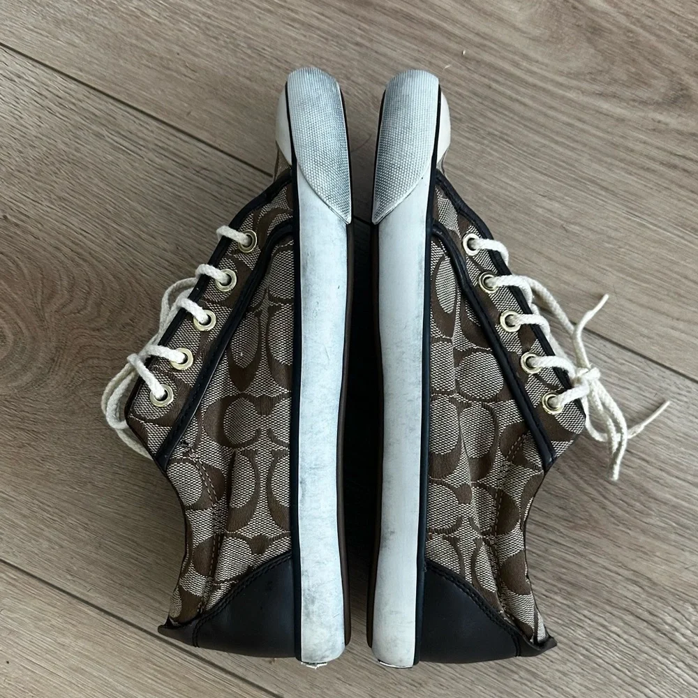 Coach Barrett Signature C Logo Sneakers Women’s Size 9 Brown Canvas Casual Shoes